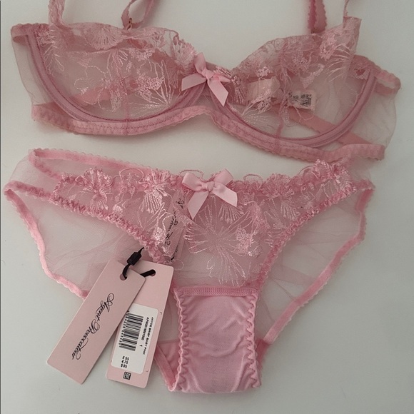 Agent Provocateur Pink Sheer Lace Bra Set Bras